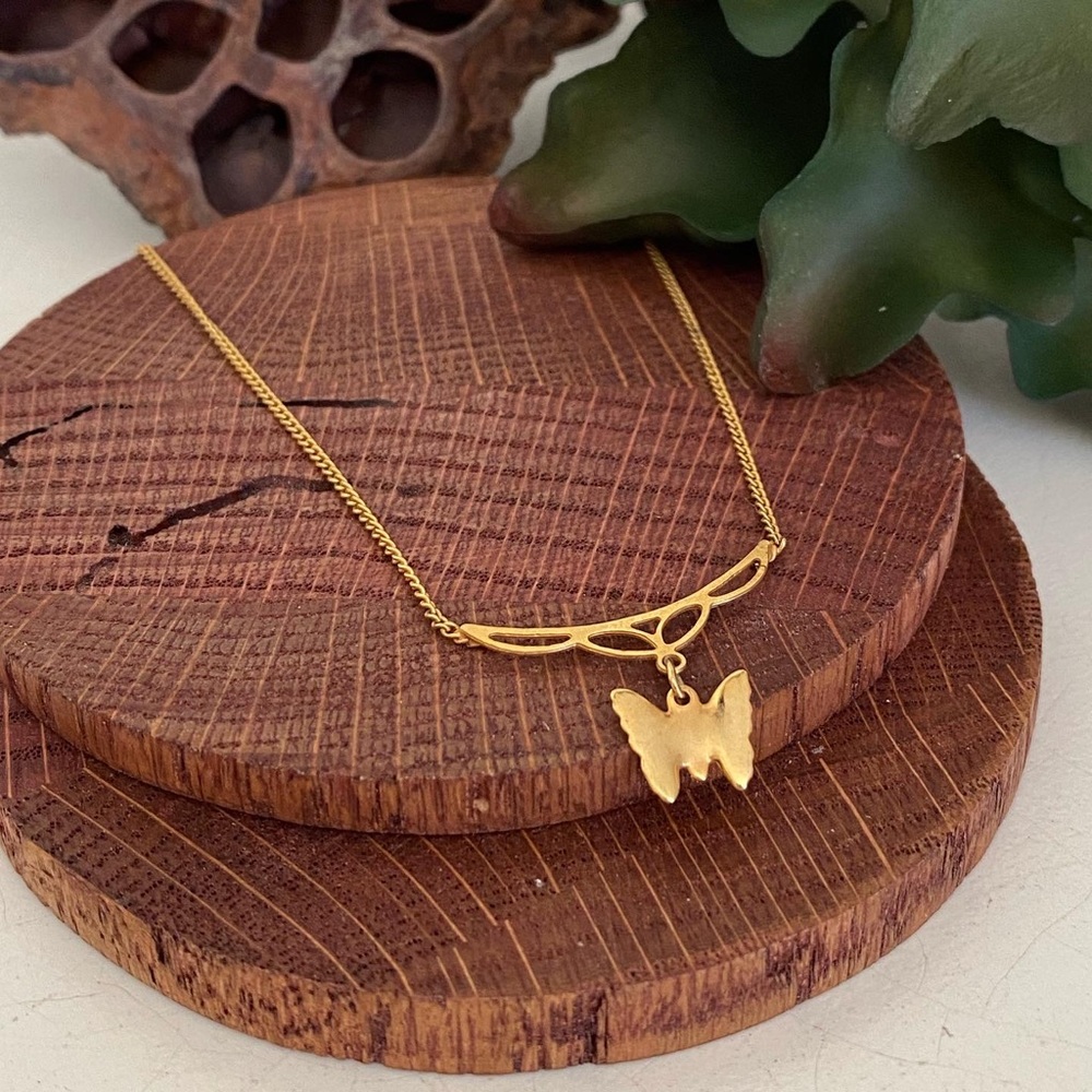 Vintage Gold Butterfly Necklace